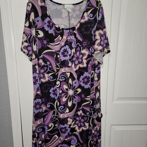 Floral Purple and Black Women's Dress
